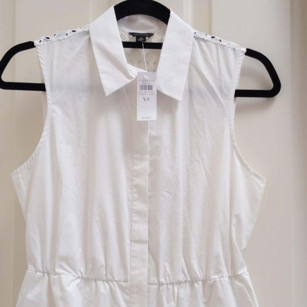 NWT Ann Taylor Eyelet Back Shirt Dress XS - Picture 7 of 8